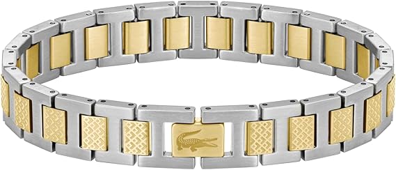 Lacoste Metropole ブレスレット – クロコダイルクラスプ付きユニHリンク – 調節可能な光沢仕上げのアクセサリー