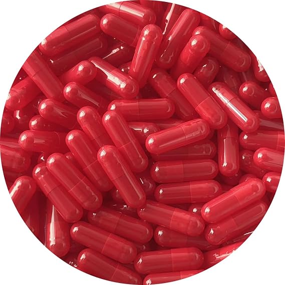 Size 0 Empty Red Capsule, Gel Capsule, Empty Pill Capsules, Size 0 Gelatin Capsule Red, Pill caps, Coloured Capsule Red, BSE, GMO Free-for Self Fill, DIY Capsule (500)
