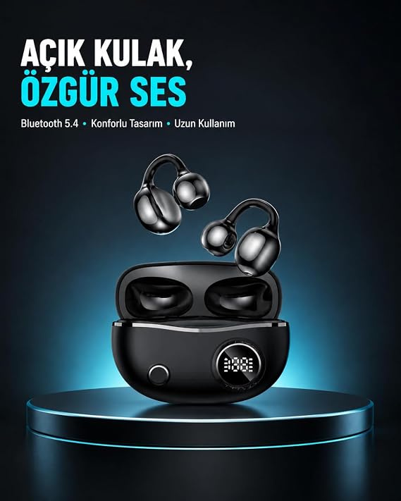 Açık Kulak Bluetooth Kulaklık 5.4 APTX Destekli Ergonomik Tasarım