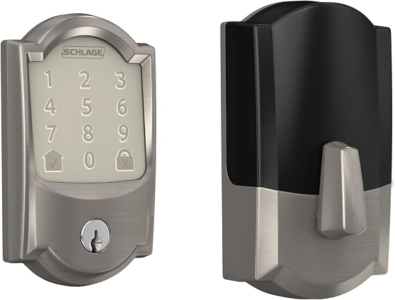 Schlage Encode Smart WiFi Deadbolt with Camelot Trim in Satin Nickel (BE489WB CAM 619)