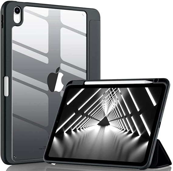 Apple iPad 7. 8. 9. Nesil 10.2" ile uyumlu Kılıf Grafiti Şeffaf Kalem Bölmeli 2019 2020 2021 Siyah