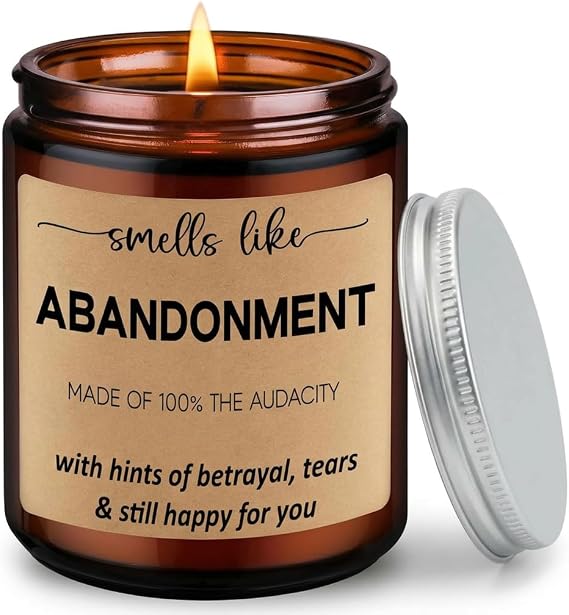 Smells Like Abandonment Candle, Leaving Gifts for Colleagues Women Men, Funny Farewell Gifts for Coworkers, Goodbye Gift for Colleagues, Scented Soy Candle for Retirement & New Job Present