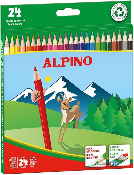 Alpino Coloured Pencils 24 Units | Colored Pencils for Children | Draw and Colour with Vivid and Bright Colors | School Supplies | Colored Pencils Case