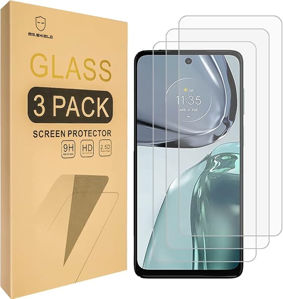 Mr.Shield 3-Pack Tempered Glass Screen Protector for Motorola Moto G62 5G