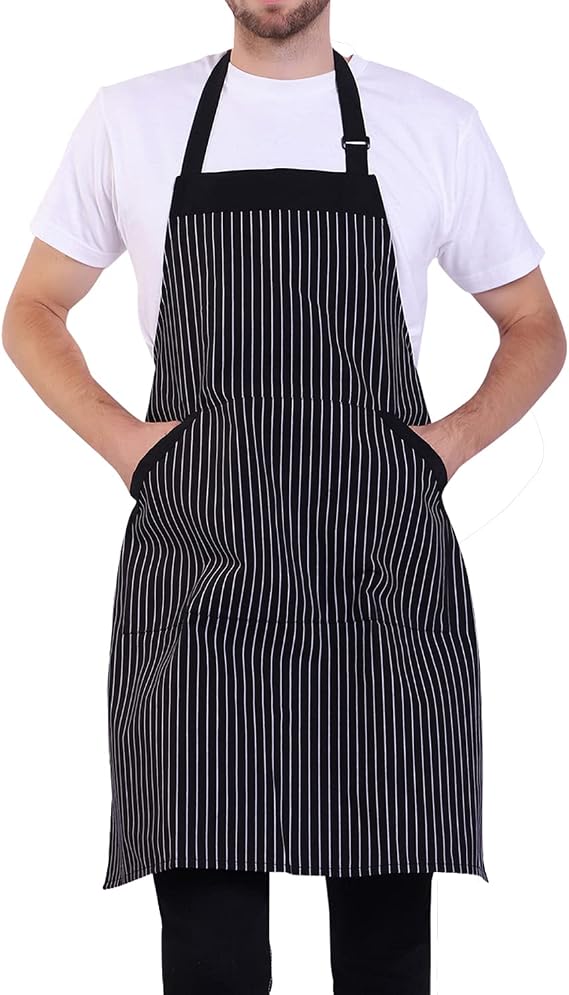 BIGHAS Adjustable Bib Apron with Long Ties for Women Men 18 Colors Chef Kitchen Cooking