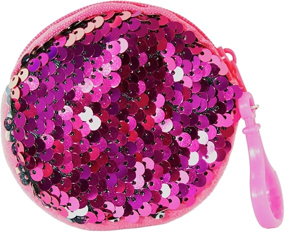 Mini Sequin Coin Purses-Glitter Small Wallet Handbags Zipper Children Coin Purses with Round Hook for Women Birthday Party Favors Decoration Shopping