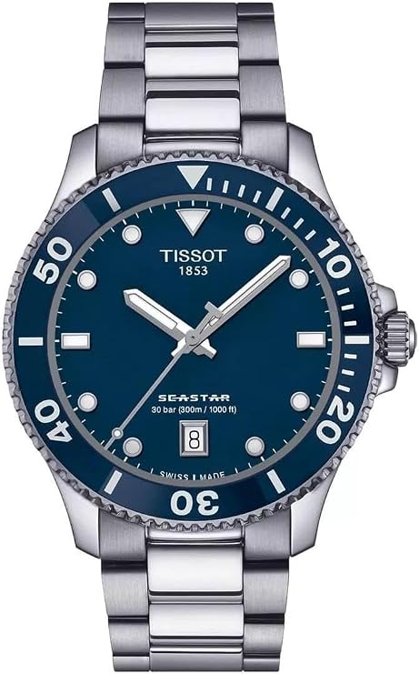TISSOT T1204101104100 Sea Star 1000 Wristwatch, 1.6 inches 40 mm, Blue Dial