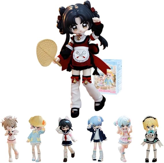 niannyyhouse 1/12 BJD Blind Box Figurines, Ball Jointed Doll with Clothes, Small Key Design Collection, Action Figure Collectable Ornaments (1PC)