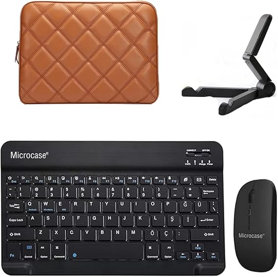 Microcase Huawei Matepad Pro 13.2 Kapitone Tablet Çanta + Bluetooth Klavye + Mouse + Tablet Standı - AL8124 (Siyah)