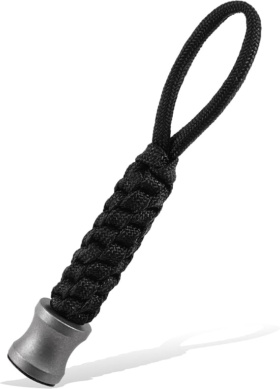 MecArmy FFT Titanium Paracord Lanyard, Stripe Lanyard Beads for Outdoor Use, EDC Accessories for Bracelet, Car Key, Mini Flashlight, Backpack, Keychain, Woven Paracord (B-Smooth Surface)