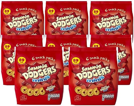 Jammie Dodgers Mini Multipack Raspberry Flavour, Christmas Snack Treat By Snackify | School Lunch box | Perfect Snack's for kids | Brithday gifts for kids 3-13 Years Boys & Girls ((20g x 48 bags))