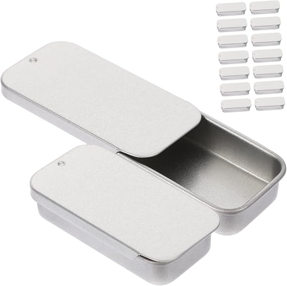 Cabilock 16pcs Silver Tinplate Push Lid Boxes for Balm and Small Candy