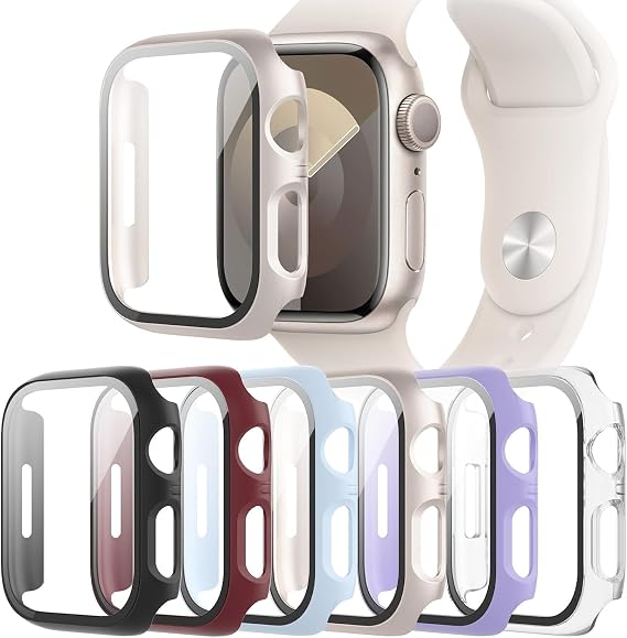 QCKANLJ Pack of 6 Cases with Screen Protector for Apple Watch Series