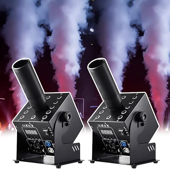 Stage Effect CO2 Jet Machine, Color 12 LED Air Column Machine, DMX512 CO2 Column Smoke Fog Machine, Jet Height 8-10 Meters, Angle Adjustable,2pcs