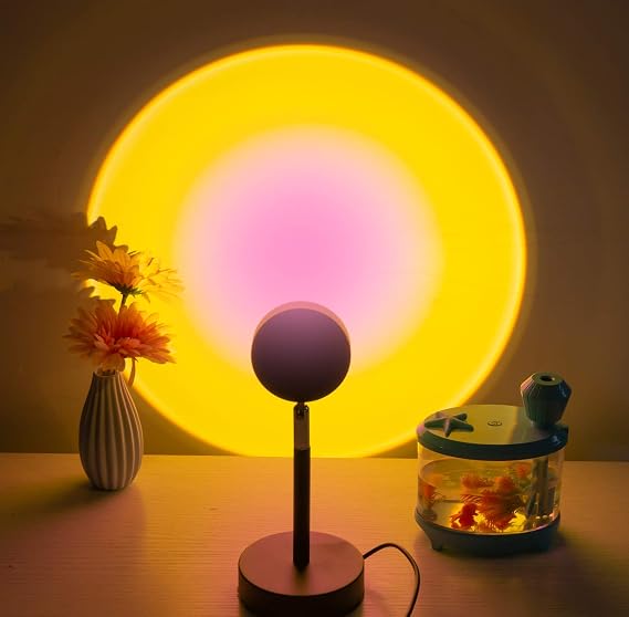 Intrblue Sunset Lamp Projector Night Light 180 Degree Rotating LED Night Light Projection Rainbow USB Projection Lamp Romantic LED Light for Party Living Room Bedroom Decoration Sun