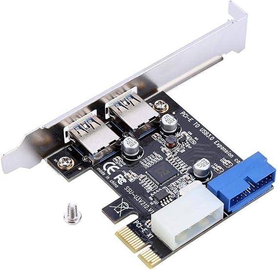 5Gbps PCI-E to USB3.0 Expansion Card 2-Port USB 3.0 Card PCIe Express Card Adapter with 19PIN for XP 32/64/7/8 etc