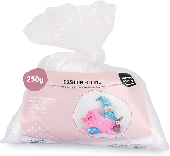 Vaessen Creative Toy Stuffing for Crafts - 250 g - Soft Polyester Cushion Filler - Plush Filling for Knitted Toys, Crochet, Pillows & Teddy Bears - Hypoallergenic & Washable