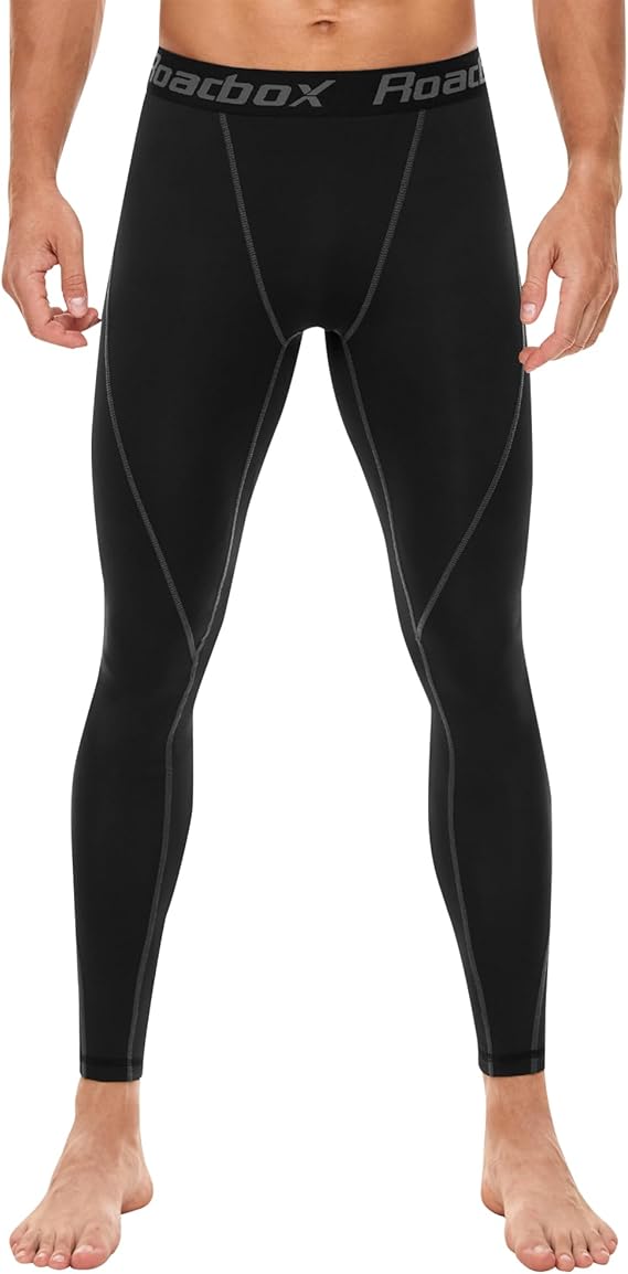 Roadbox Men's Compression Tights Leggings - 1/2/3 Pack Cool Dry Base Layer Pants for Training Gym Workout Running Cycling
