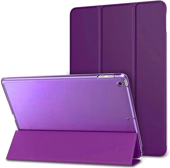 Coverzone iPad için 10.2 için Kılıf 9. 2021 Nesil A2604&A2603 uyumlu Şeffaf Arka Kapak Smart Cover Katlanabilir Standlı Darbe Emici Koruyucu Slim Tablet Kılıfı Akıllı Uyku Özellikli Mor