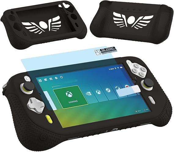 シリコンカバーケース Logitech G Cloud Gaming用 ハンドヘルド 保護スキンスリーブ Logitech G Cloud Gamingコンソール スクリーンフィルム プロテクター アクセサリー ブラックケースとスクリーンフィルム