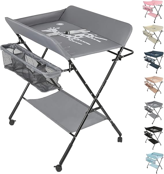 Folding Baby Changing Table Portable Mobile Nappy Changing Station, Grey