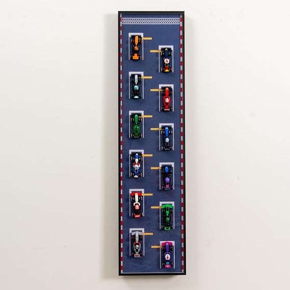 Wall Mount Display Frame Compatible with Lego Collectables F1 Race Cars 71049, Mini F1 Speed Champions Display Wall Board for Home Office Collection, 29.53*7.87Inch (Excluding models)