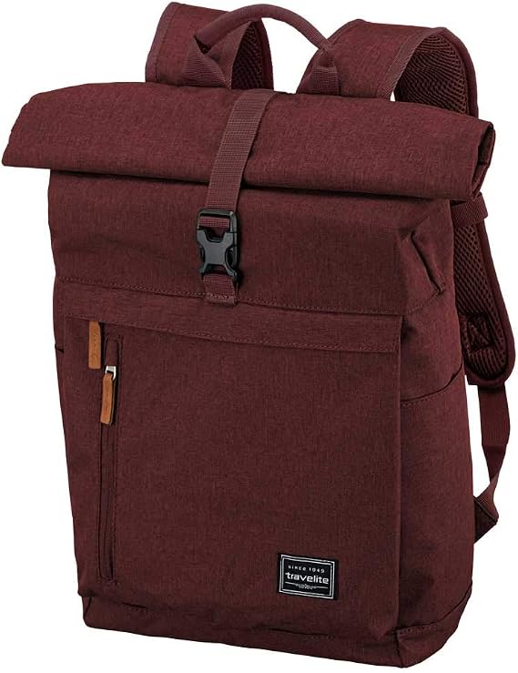 travelite hand luggage backpack, laptop backpack 15.6 inch, BASICS, travel backpack roll-top function, 60 cm, 35 liters