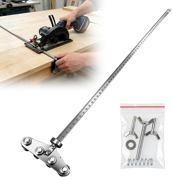 Circular Saw Guide Rail, ADDLIVE Saw Guide Rail for Circular Saw, Positioning Calipers for Precise Measurements & Easy Wood Cutting with 50cm Adjustable Guide Rail for Circular Saws, Woodworking, DIY