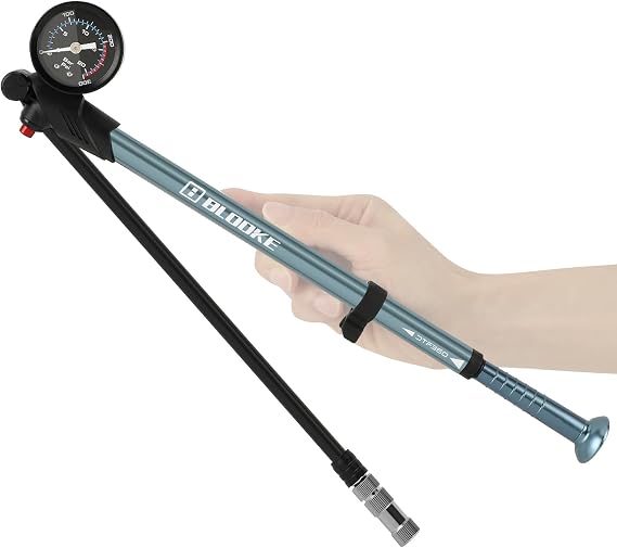 Shock Absorber Pump with Pressure Gauge 300 psi High Pressure Air Portable Mini for Front Fork Rear Suspension Motorcycle