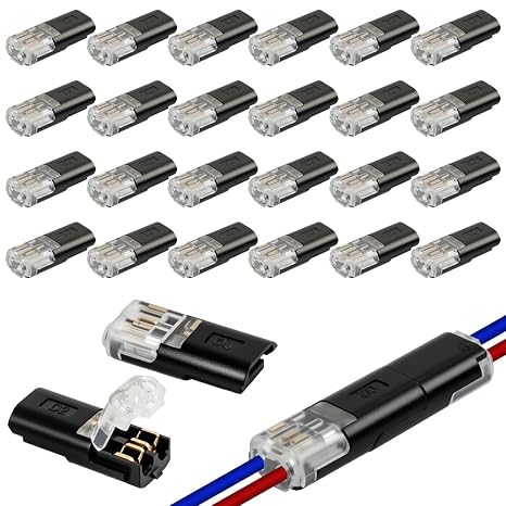 24 Pcs Automotive Wire Connectors 2-Pin, 2-Pin Plug Cable Connectors, Quick 12V Automotive Wire Crimp Connector for 18-22 AWG Wires, Electrical Connector Plug-in Cable Terminals for Cars