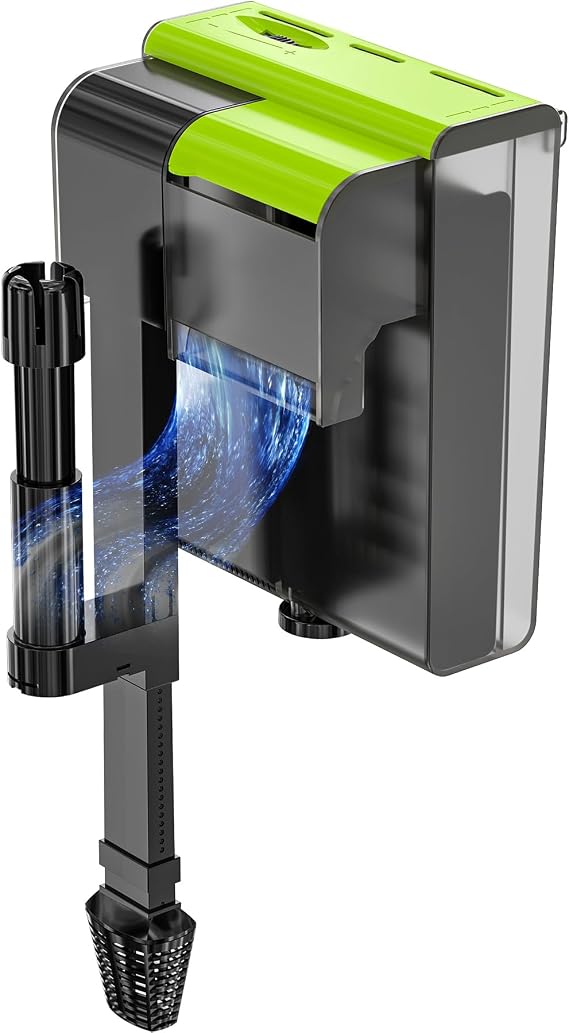 Forever Speed External Filter for Aquarium with UVC 4 in 1 Adjustable Flow Hanging Filter 450L/h Waterfall Filter for 10-100L Aquariums
