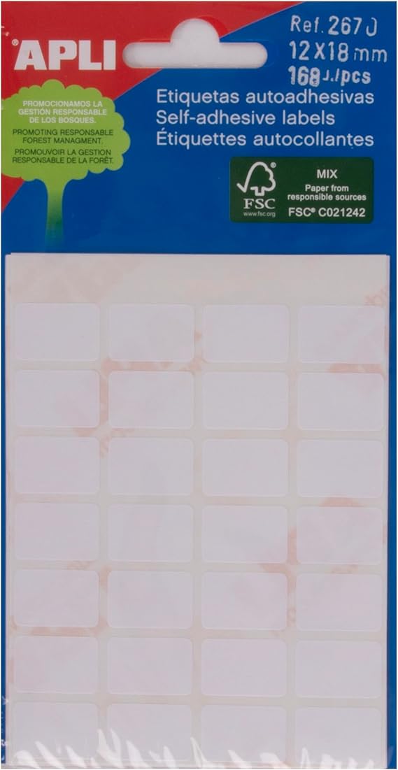 Apli 12x18mm Mini Label - White (Pack of 168)