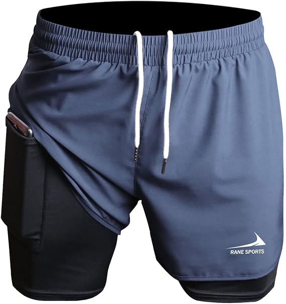 Rane Sports Men's 2 in 1 Sports Shorts Gym Marathon Outdoor Training