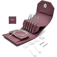 Lykke Crafts Flight 3.5" Interchangeable Knitting Needle MINI Set – Stainless Steel Tips in Maroon Case