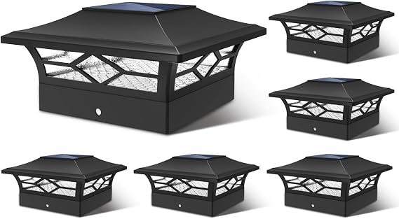 JOFIOS Solar Post Cap Lights Outdoor 6pack, Waterproof Solar Powered Deck Fence Post Lights for 4x4 Wood/Vinyl Posts, Solar Outdoor LED Light with Cool/Warm Lighting Decorate Garden Patio Porch…