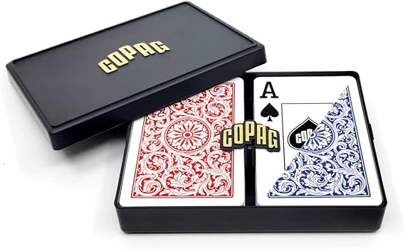 Copag 1546 Design 100% Plastic Playing Cards, Bridge Size (Narrow) Red/Blue (Jumbo Index, 1 Set)