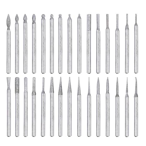30Pcs Diamond Grinding Bit Set,Diamond Burr Bits Stone Carving Set