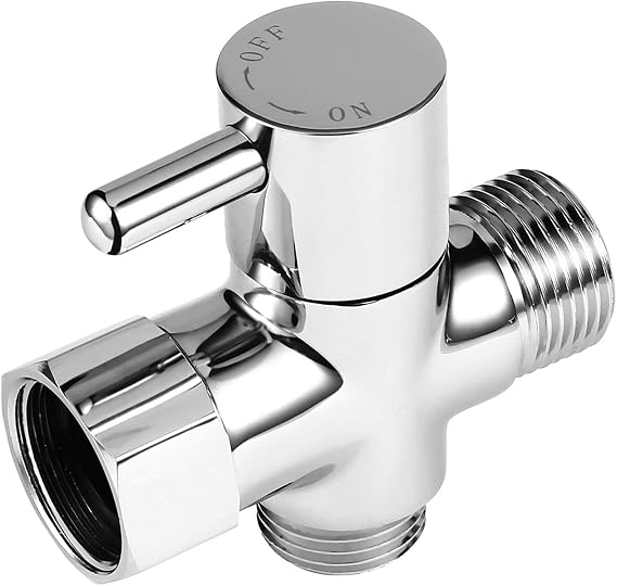 Bidet T Adapter with Shut-Off Valve, Metal T Valve for Bidet, 3-Way Tee Connector 7/8" X16/15 X 1/2”Bidet Attachment for Toilet