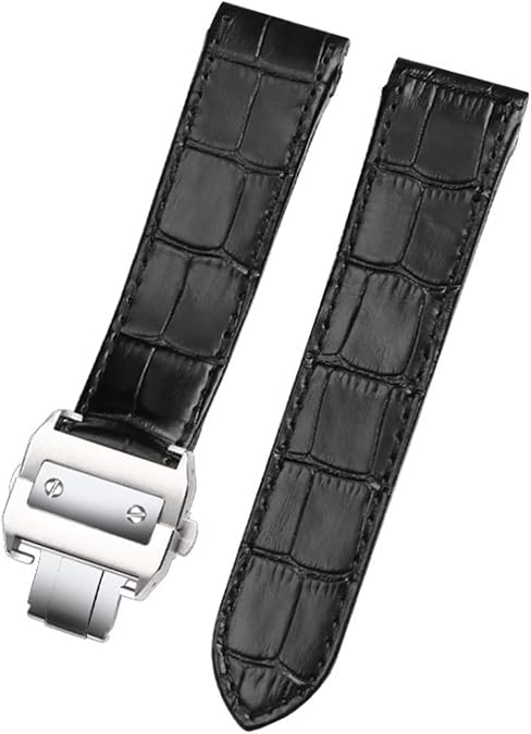 Genuine Leather watch strap For cartier Santos 100 leather 20mm 23mm Watchband (Color : 25-12mm, Size : 23mm)