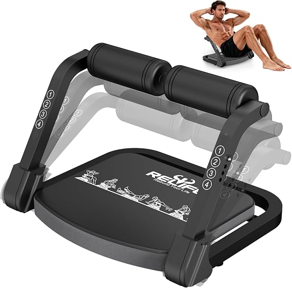 RELIFE REBUILD YOUR LIFE Abdominal Trainer Abdominal Trainer for Home Device Foldable & 3 Resistance Levels Abdominal Trainer Abdominal Trainer (Grey)
