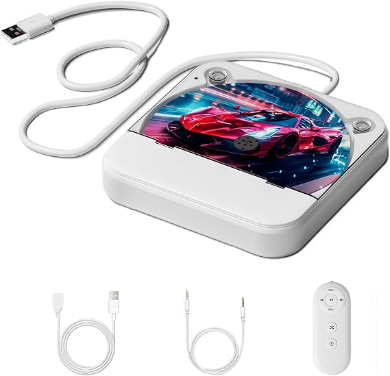 CD Player for Car, External USB AUX Disc Drive Plug & Play for Vehicles Without Built-in Player, Portable CD Player for Car Stereo, Laptop & Smart TV, Anti-Skip