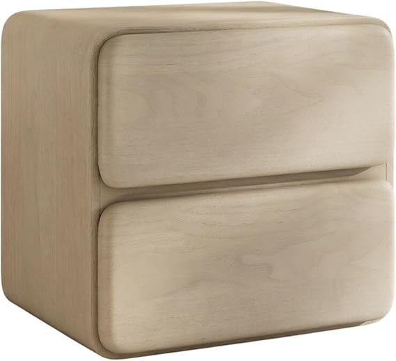 Bedside Table Double Drawer Nightstand with Compact Rectangular Shape for Bedroom Storage Bedroom(White,Small)