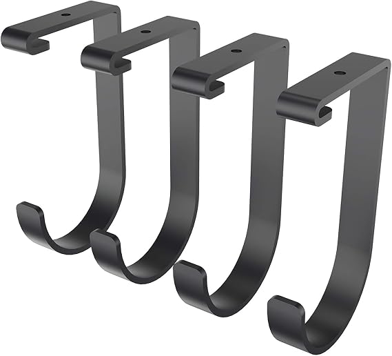 Fleximounts Add-On Storage Hook Accessory for Ceiling Rack, 4-Pack (Flat Hook x 4, Black)