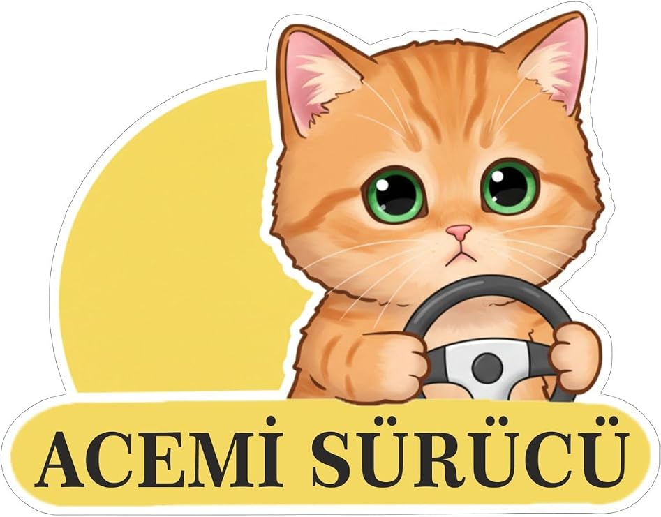 Parti Tasarla Acemi Sürücü Sevimli Kedi Araba Etiketi & Sticker Çok Renkli