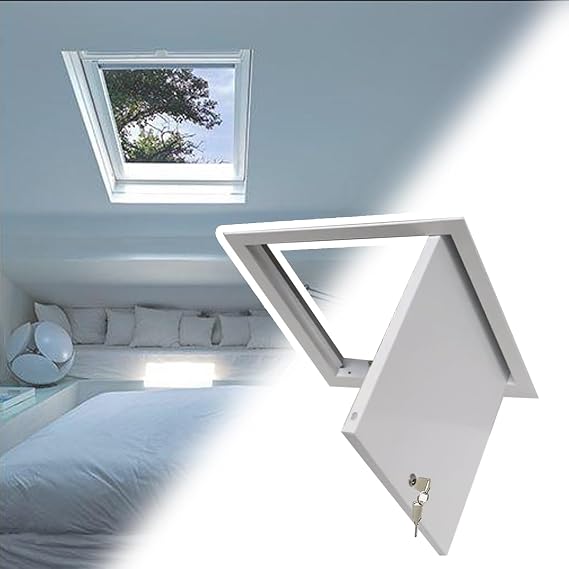 Ceiling Attic Access Hatch Panels, Flush-mounted Loft Inspection Door with Key & Lock, Electrical and Plumbing Universal Revision Hole Cover(16x24in (40x60cm))