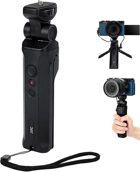 JJC Remote Shooting Grip & Travel Desk Tripod for Panasonic DC-ZS99 (TZ99) G100D S9 LUMIX L10 Cameras Selfies Vlogging, Replace Panasonic DMW-SHGR2 Tripod Grip