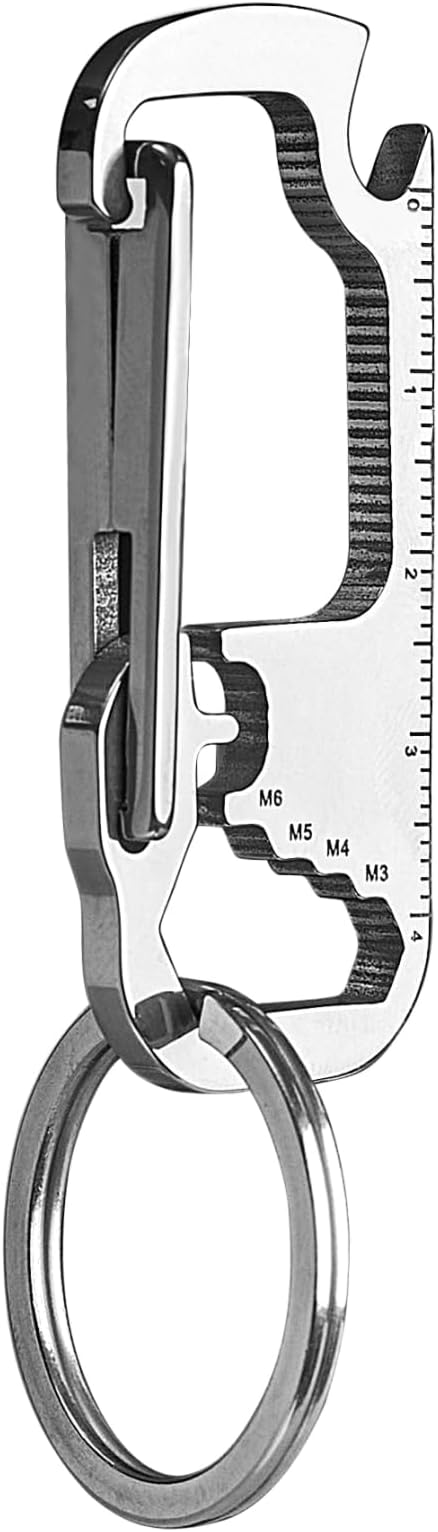 Carabiner Clip Keyring Stainless Steel Key Ring Portable Pocket Tool Keychain Mini Bottle Opener Keyring Multitool for Men and Women