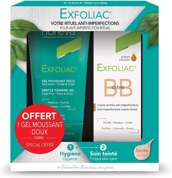 Noreva Exfoliac BB Cream 30ml + Gentle Foaming Gel 100ml Free - Golden