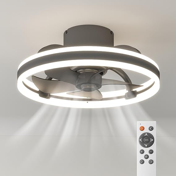 50cm Ceiling Fans with Lights and Remote, Ceiling Fan with lamp, 6 Ventilation speeds, infinitely dimmable Light for Living Room, Bedroom, Office, 3000-5500K [Energy Class A]