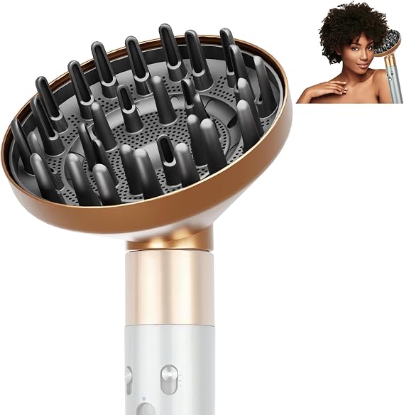 Hair Diffuser Attachment for Dyson Airwrap, Upgraded Diffuser Nozzle Compatible with Airwrap Styler, Curl-Defining Attachment for Wavy Curly Coil Hair, Gold